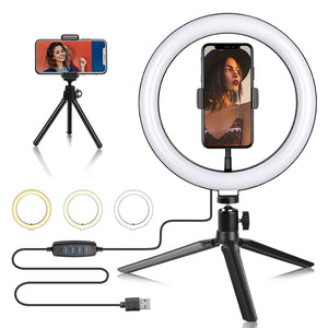 10 " Ring Light Camera Tripod Mini Camera Holder Slip Clip Set